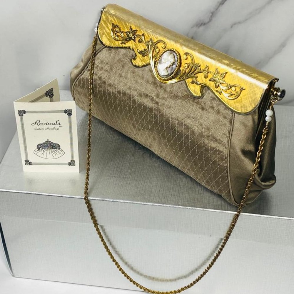 Antique Revival 24k Gold Plated Frame and Cameo Bergdorf Goodman Handbag